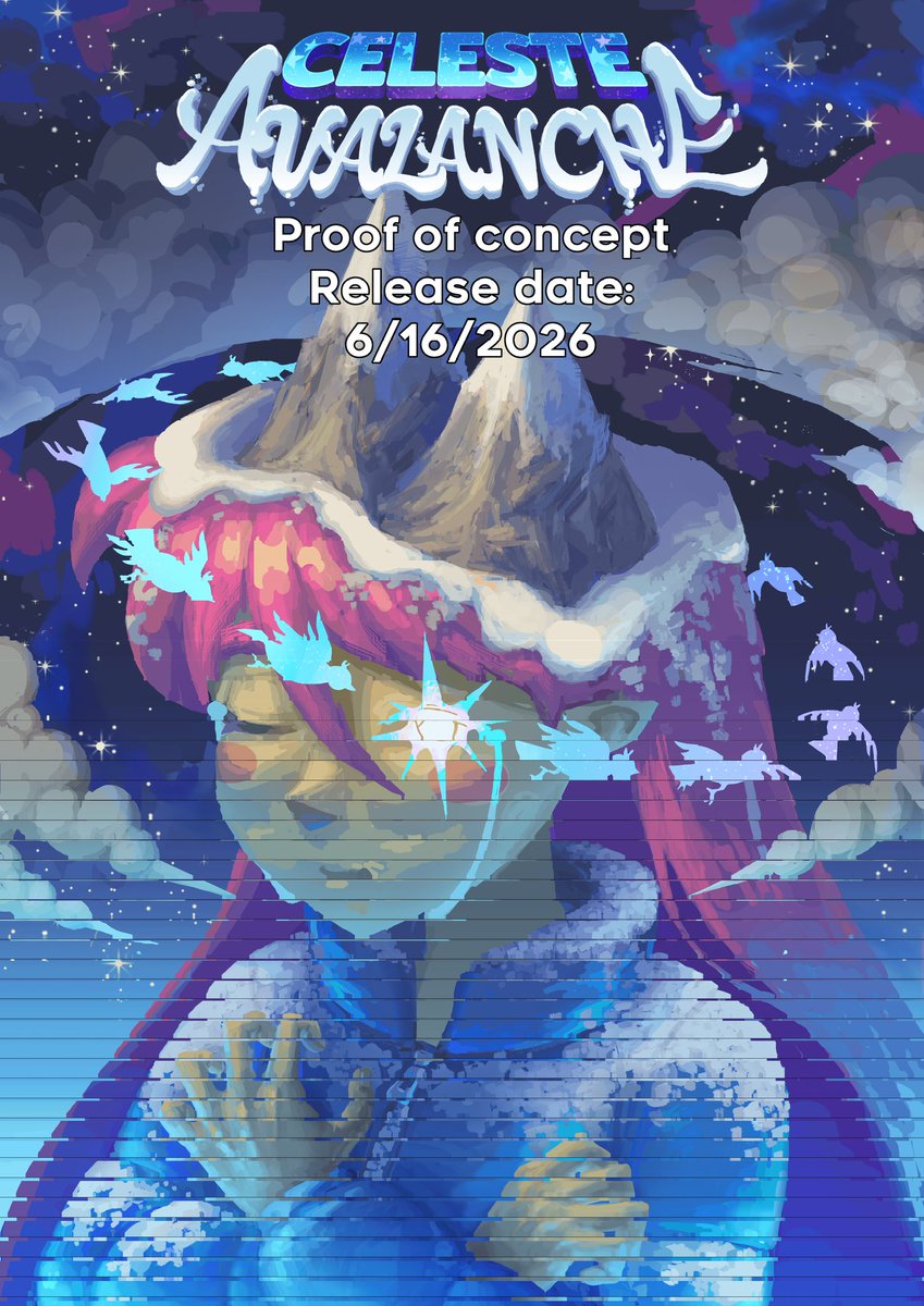 MistyStarStudio's tweet photo. Announcement time! After much hard work, the proof of concept is almost done. So I'm comfortable putting a release date for it! I'll be sharing it on June 16th.  I'm so excited to show this off. 

Poster by @just_smol_child 

#indieanimation #celestegame https://t.co/Q6NK07aIH8