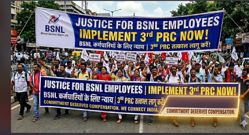 Pavang422's tweet photo. The demand is simple and fair:

✅ One Organization
✅ One Standard
✅ Equal Work
✅ Equal Pay &amp; Perks

BSNL employees deserve the immediate implementation of **3rd PRC** by waiving the affordability clause.

#3rdPRCforBSNL #WaiveAffordabilityClause 
#EndPayDisparityInBSNL https://t.co/N8HeEZJ4rG