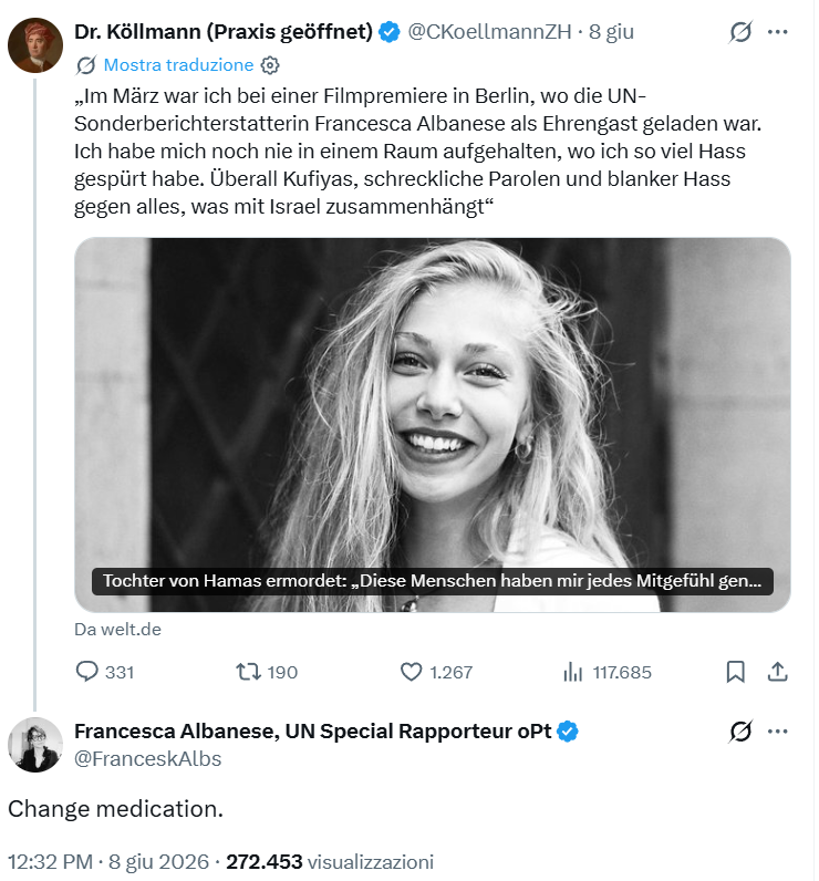 therealmighe's tweet photo. Nuova scala dello schifo: da 1 a Francesca Albanese. https://t.co/HDi4CMcbnQ