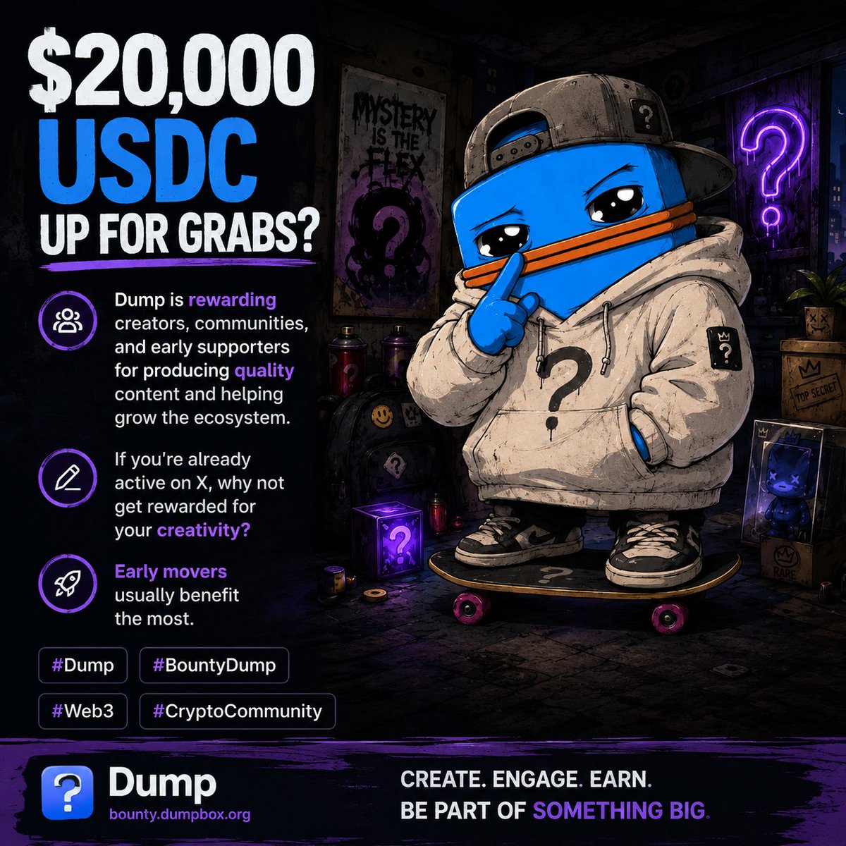 bd_newid's tweet photo. $20,000 USDC up for grabs? 👀
Most people scroll past opportunities. A few take action.
Dump is rewarding creators, communities, and early supporters for producing quality content and helping grow the ecosystem.
If you're already active on X, why not get rewarded for your creativity?
🚀 Early movers usually benefit the most.

@0xtybrett 
#Dump #BountyDump #Web3 #CryptoCommunity