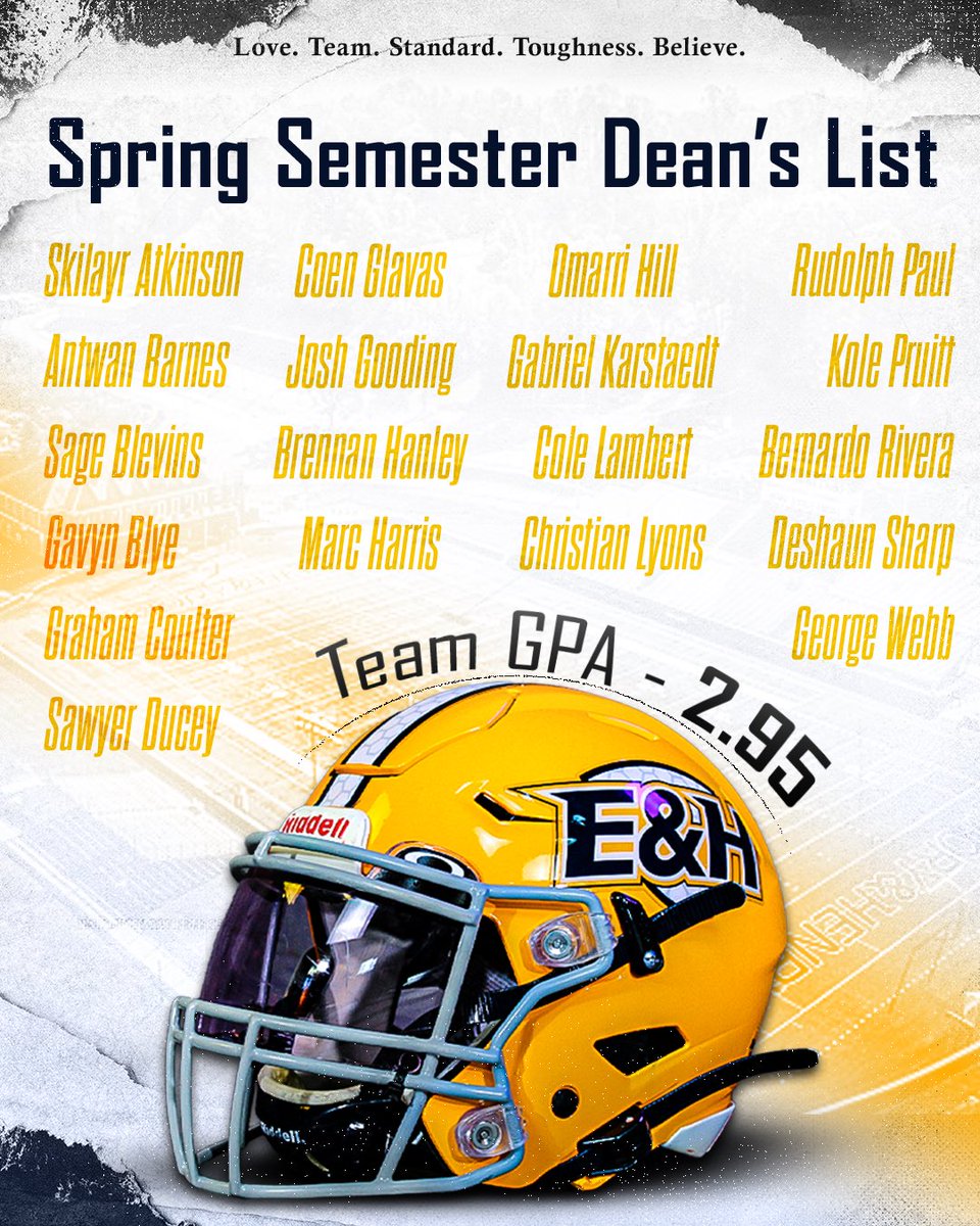 EmoryHenry_FB's tweet photo. 𝙎𝙥𝙧𝙞𝙣𝙜 𝙎𝙚𝙢𝙚𝙨𝙩𝙚𝙧 𝘿𝙚𝙖𝙣’𝙨 𝙇𝙞𝙨𝙩! 📚🏫

#GoWasps
#BlueCollarGoldStandard https://t.co/pujoGofkAB