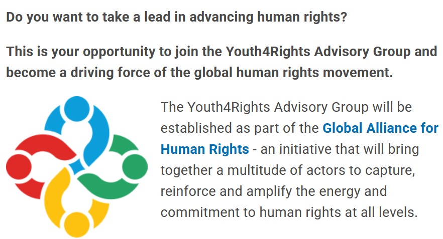 Lawyerin4Africa's tweet photo. Call for Applications: Youth4Rights Advisory Group
Deadline: June 21
https://t.co/SQ7JwPJHHv https://t.co/9eTgbsUaHy