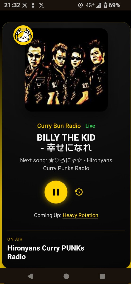 branca_163's tweet photo. 『Hironyan's Curry PUNKs Radio』

#BILLYTHEKID
　幸せになれ

楽曲のご協力(ᯫ᳐⦁⩊⦁ᯫ᳐)ฅʾʾ
感謝いたします(*´ｰ`*人)✨

皆様✨ご視聴頂き
ありがとうございます
(ᯫ᳐⦁⩊⦁ᯫ᳐)ฅʾʾ

#currybunradio 
#japaneseindie

https://t.co/3Cc6f8UEdF https://t.co/Ky9HIUPYgu