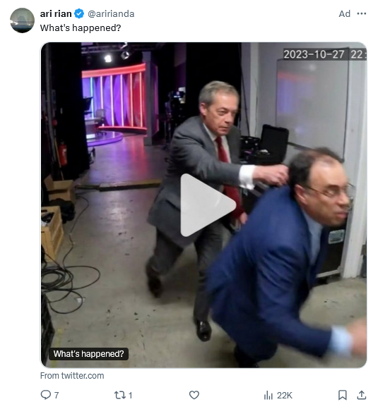 si_kan79's tweet photo. Every 3-5 posts on both timelines, since today.
Ad says it’s from https://t.co/Vz4Xn5gRND
Probably predictive programming for something (starring Farage or not...) https://t.co/cPSvmgeWB5