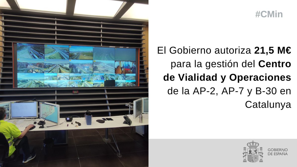 transportesgob's tweet photo. Autorizado en #CMin destinar 21,5 M€ a la gestión del Centro de Vialidad y Operaciones de Granollers (Barcelona).

Desde allí se dará soporte 24 h, todos los días del año, a los sectores de conservación y explotación de la AP-2, AP-7 y B-30.

ℹ️ https://t.co/d9l98DqNwC https://t.co/W0dnTJnKUQ