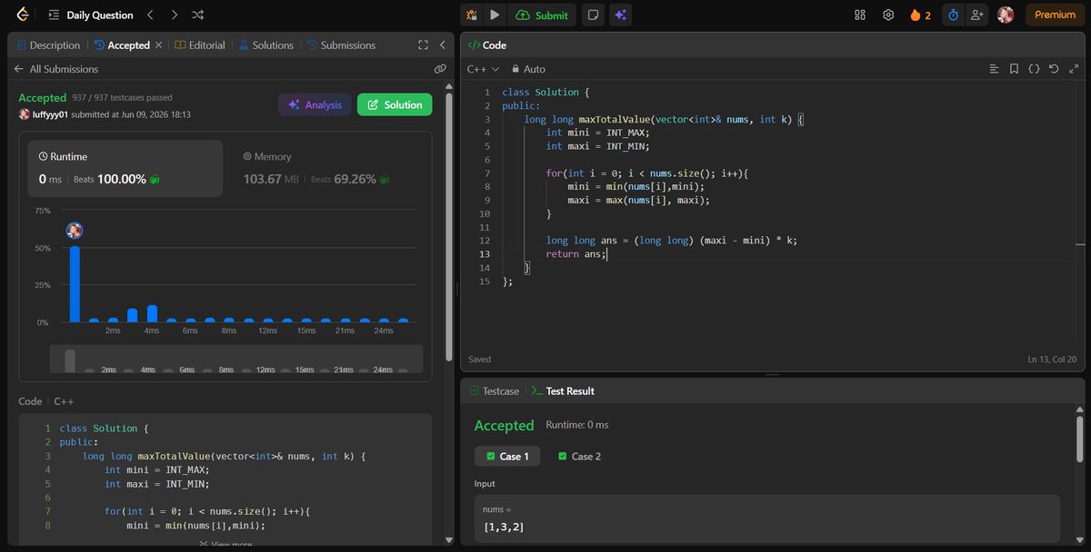 rohhannn01's tweet photo. Day 54 🚀
Solved today's POTD on Leetcode.
It was marked as medium problem, but honestly it felt easier than many easy problems......😺
#day54 #leetcode #dsa #potd https://t.co/ychBQrbpmo