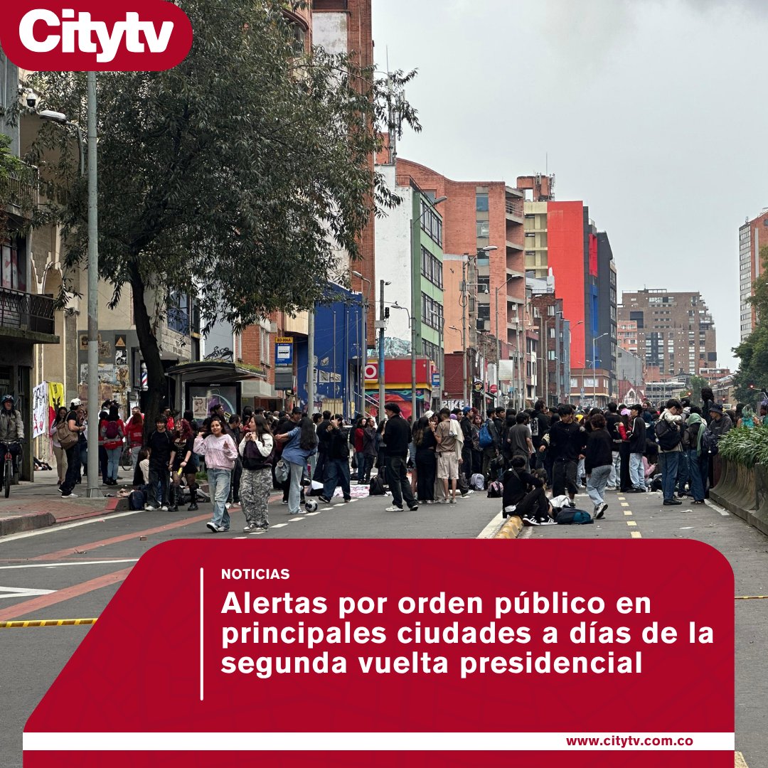Citytv's tweet photo. #OrdenPúblico | 🚨 Disturbios tras la primera vuelta y reportes de inteligencia elevan la preocupación por posibles hechos de violencia el 21 de junio. 👇
https://t.co/P3ci65z1jf https://t.co/fP08Cao0Fr