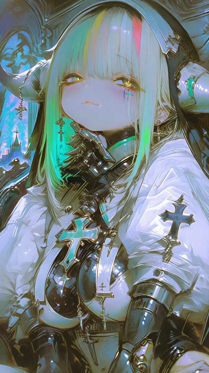 K2_AI_0's tweet photo. There's something strange around its neck... Whose mechanical hand is it??🙄⭐︎* https://t.co/p66AkCrfT4