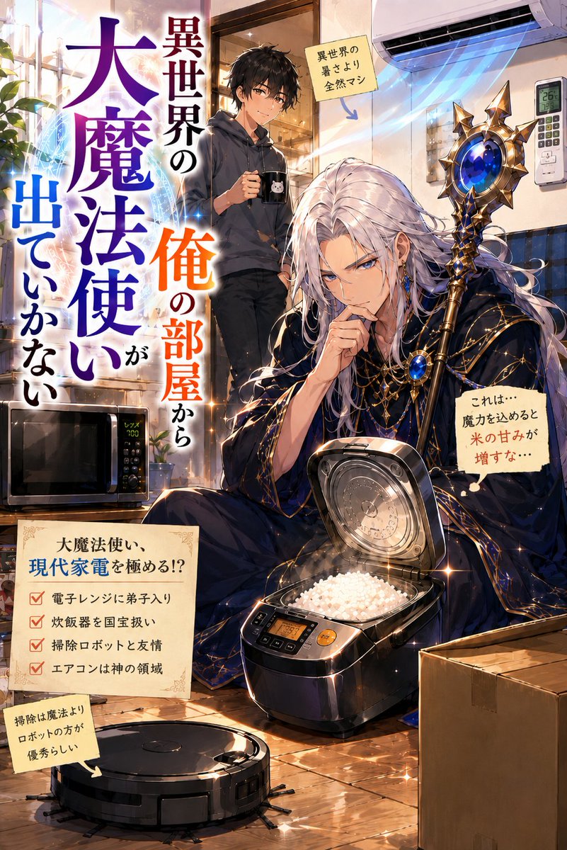 b_de's tweet photo. 「異世界の大魔法使いが俺の部屋から出ていかない」コメディ
夜凪さまのコメディ掌編集に寄稿させていただきました！
よろしくお願いいたします🙇
#caita
https://t.co/9Ri3utkMfl https://t.co/z8vBD6Yf7Z