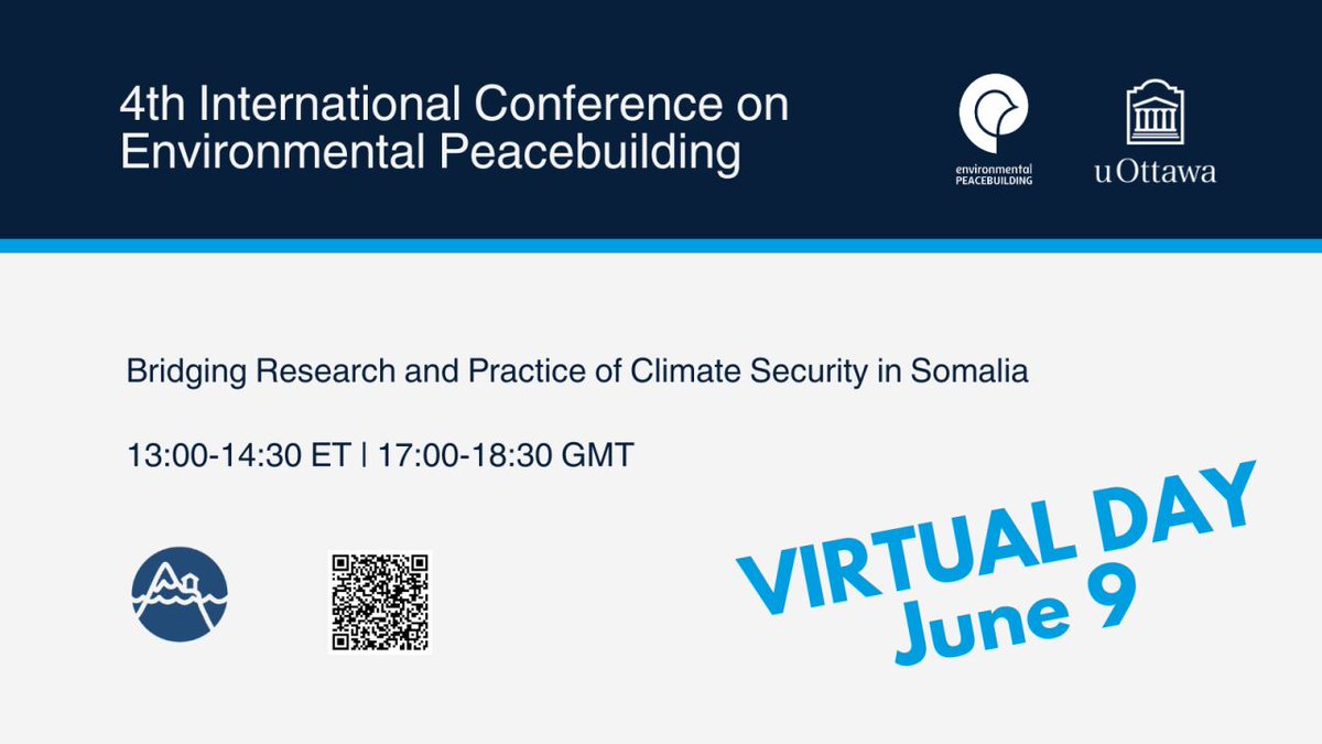 Eurpeace's tweet photo. 📣 🪴 Join us today for the webinar "Bridging Research and Practice of Climate Security in Somalia", part of the 4th Environmental Peacebuilding Conference by @EnvPeacebuild
📅 TODAY, 19:00 Brussels/13:00 NYC.
Registration: https://t.co/Zb4cuOnurJ https://t.co/8KN5IEWxxJ