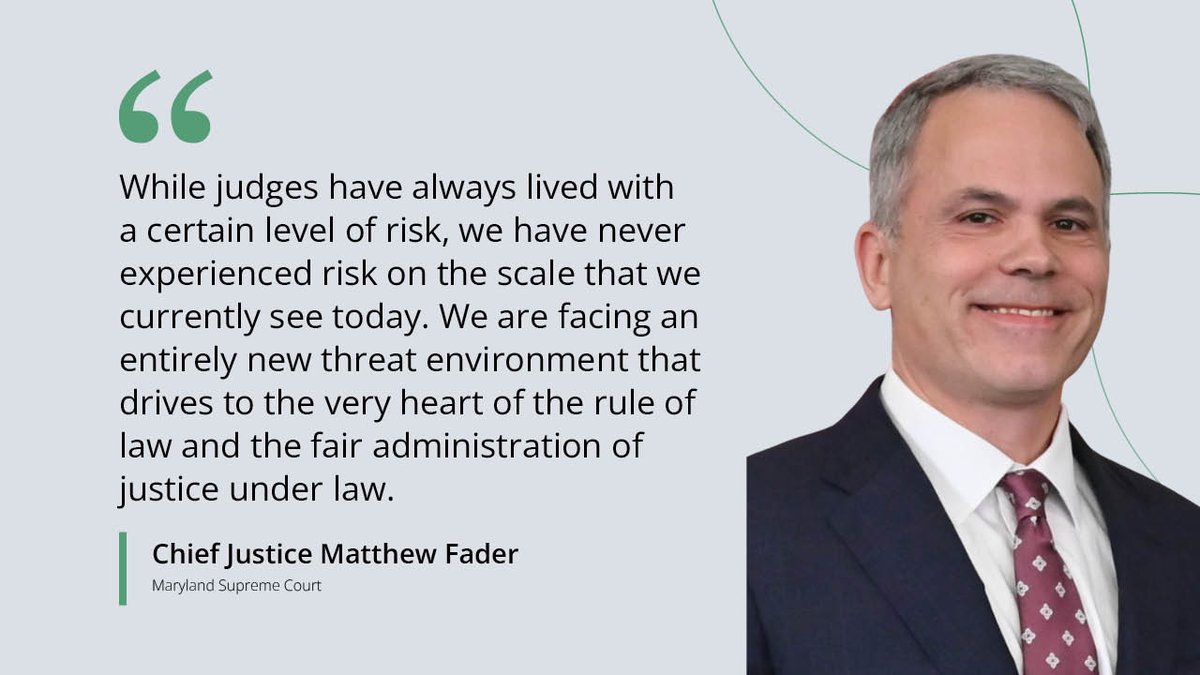 StateCourts's tweet photo. Threats against judges are rising across the country. Courts face a new level of risk—one that reaches the heart of the rule of law.
We're working to strengthen judicial security through advocacy and practical support.
Join us in advancing safer courts.
#JudicialSecurity https://t.co/tat329zTEt