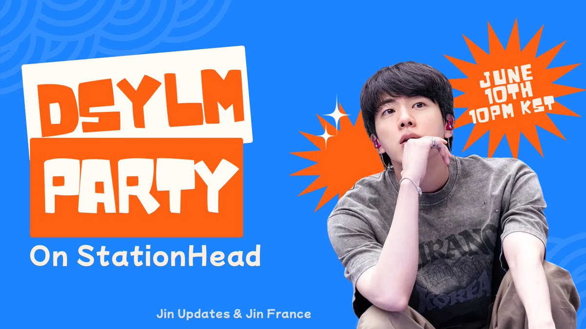 SEOKJINFR's tweet photo. 🎵DSYLM STREAMING PARTY🎵

Our StationHead Party with @seokjin_updates starts NOW! 🔴

Join us and let’s boost DSYLM streams! 
📻: https://t.co/zCWwmcW5j5

STREAM DSYLM TO 1B
#DSYLMto1B #Dont_Say_You_Love_Me #JIN https://t.co/cj9r7PTBI2