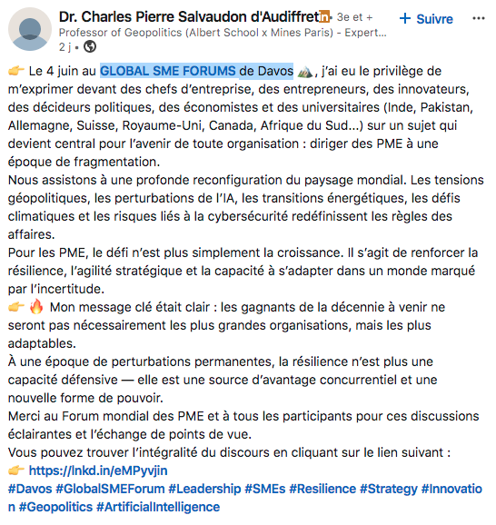 jol_vil's tweet photo. Ça va commencer à être dur à tenir si Madi SEYDI, compagne de Mike BOROWSKI, en plus de faire des selfies avec le couple MACRON et de la propagande sur i24NEWS, est invitée à des rencontres européennes sur le climat et que son ami Charles SALVAUDON fait des conférences à DAVOS. https://t.co/uwnIapXSXo