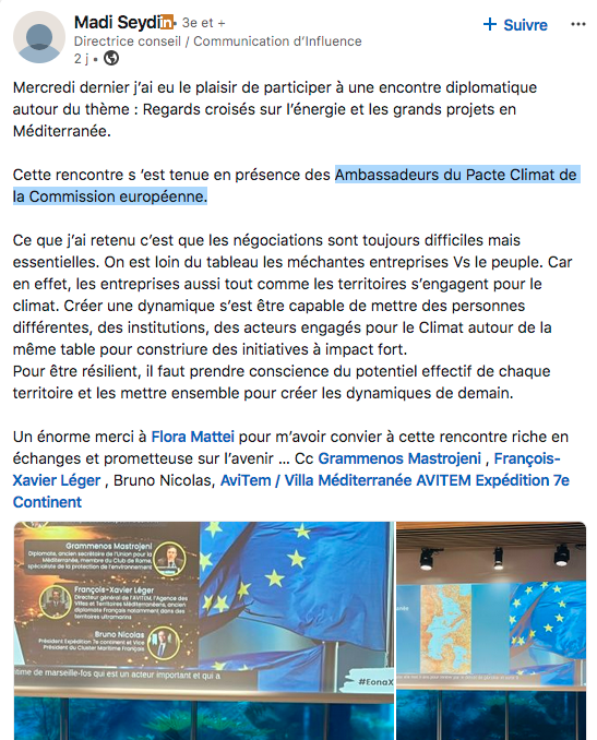 jol_vil's tweet photo. Ça va commencer à être dur à tenir si Madi SEYDI, compagne de Mike BOROWSKI, en plus de faire des selfies avec le couple MACRON et de la propagande sur i24NEWS, est invitée à des rencontres européennes sur le climat et que son ami Charles SALVAUDON fait des conférences à DAVOS. https://t.co/uwnIapXSXo