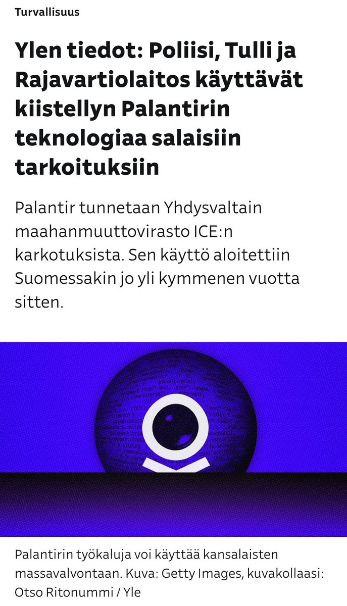 polarphoenix1's tweet photo. No niinpä tietenkin! Tottakai Palantir on kaikessa hiljaisuudessa otettu käyttöön myös Suomessa!
https://t.co/5TTMxlHd1x https://t.co/DG4hZxPz6H