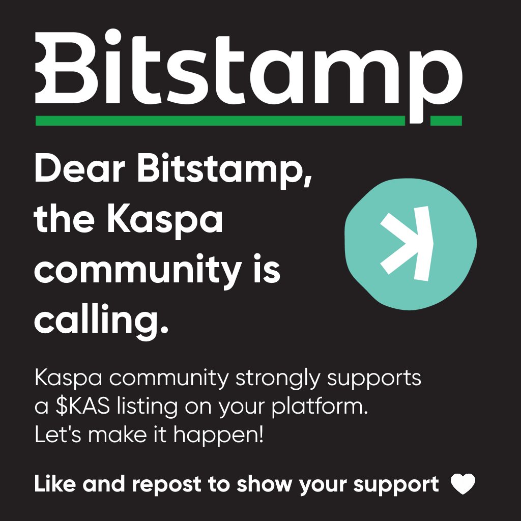Classicxbt's tweet photo. Kaspa $KAS is ready for @Bitstamp. Blazing fast confirmations ultra low fees and pure decentralization make it a must have. Community is here and growing strong. 
@BobbyZagotta #ListKaspa #Cryptocurrency https://t.co/fVNJARYdBs