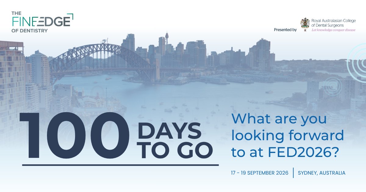 RACDSEducation's tweet photo. ⏰ 100 days to go until #FED2026!

What are you most looking forward to?

For RACDS Board Member and Conference Organising Committee Co-Chair Dr Amanda Phoon Nguyen, it's the Gala Dinner - this year's theme is "Add a Little Sparkle". ✨

Early Bird rates end soon
17–19 Sept 26 https://t.co/O3oTkskgpo