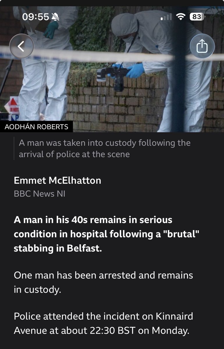 Strads1189's tweet photo. @MediumDebyOuld @irishpatriot91 BBC report the victim was in his 40s. Still in a critical condition as of half hour ago https://t.co/BXCDIXx0RL