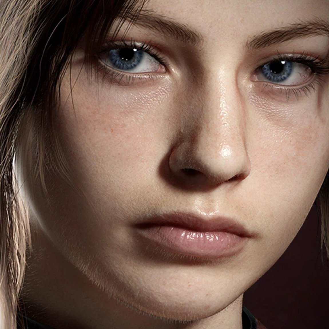 Pirat_Nation's tweet photo. A close-up image of Claire Redfield has gone viral after fans noticed an unusual level of realism in her face. 

Instead of the perfectly smooth skin the image reveals subtle pores, realistic skin texture, and even fine peach fuzz across her cheeks and jawline. https://t.co/Ztxi780AHB