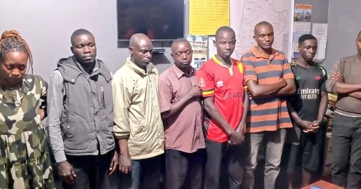 MrCash014's tweet photo. The total number of suspects in custody in the murder of Sydney Gongodyo is eight (8) according to @PoliceUg.

The suspects are identified as:

• Ssebagala Noordin
• Ayebazibwe Roden
• Namukose Juliet
• Mondoni Elly
• Twinomujuni Herbert
• Katsigazi Perigrino
• Tayebwa https://t.co/Tq37EsDwa4