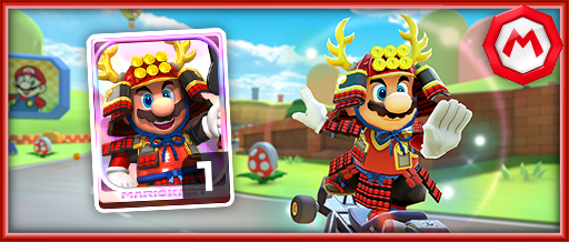 mariokarttourJP's tweet photo. ツアー前半のピックアップショップに、キャラ「マリオ（武者）」、マシン「かちどき号」、「しろがね号」、「ブラックアーマー」が登場！

#マリオカートツアー https://t.co/czYV7sw9fx
