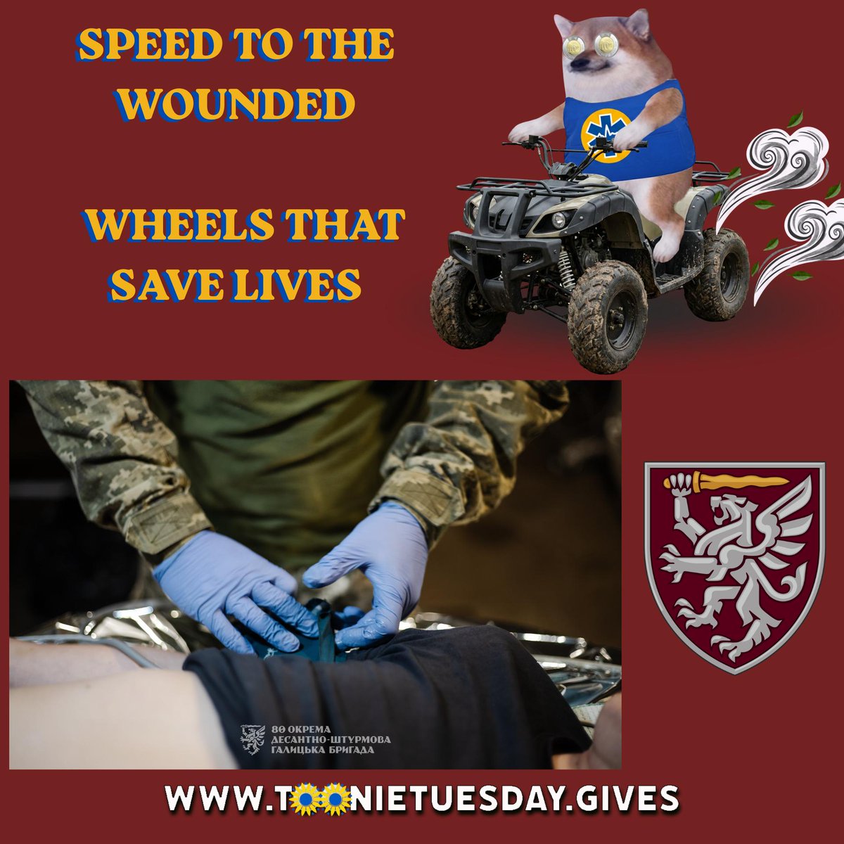 toonie_tuesday's tweet photo. ⏳ Seconds Save Lives 🩺 

$324 received - $9,858 needed 

SPEED TO THE WOUNDED • WHEELS THAT SAVE LIVES -  Quads help medics reach the injured fast and get them to stabilization points in time. Donate a toonie  - or like/share to spread the mission. https://t.co/j21vrtWt3r