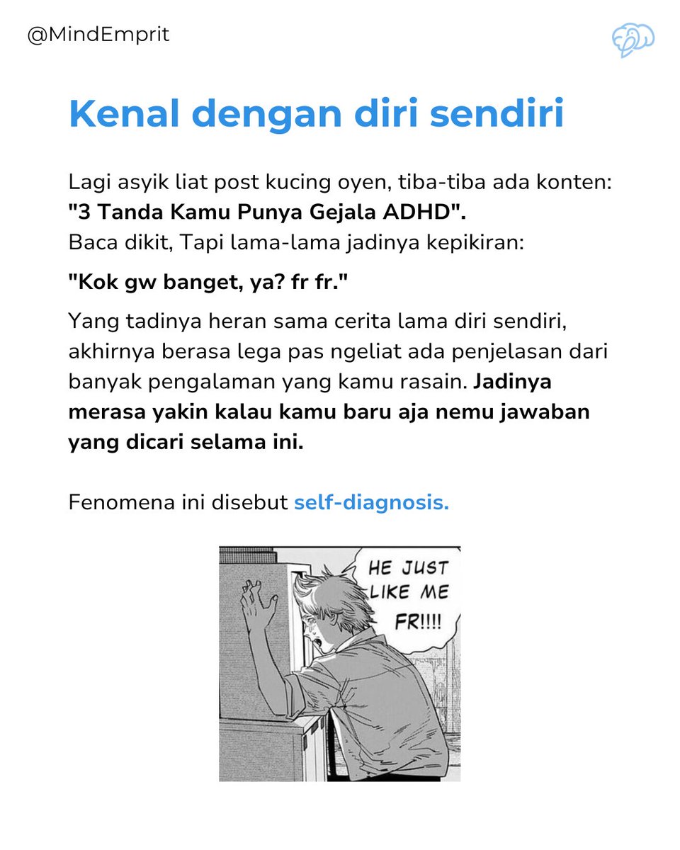 MindEmprit's tweet photo. @ismailfahmi Banyak bertebaran post yang bisa bikin hati kena.
Tapi, apa udah pasti betul sama gejalanya dengan apa yang kita alami?

🧵2/3 https://t.co/nJE3P2wqe7