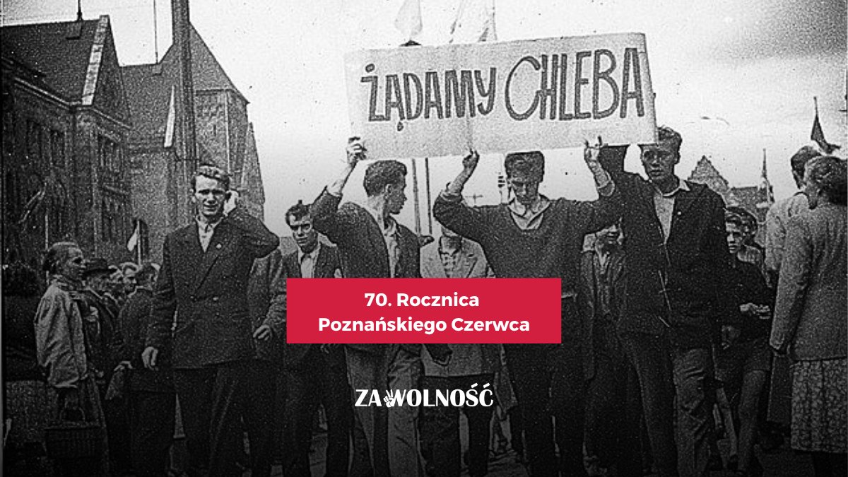 FundacjaZW's tweet photo. Poznański Czerwiec 1956 – pierwszy wielki bunt robotników w PRL.

28 czerwca 1956 roku w Poznaniu rozpoczął się strajk, który szybko przerodził się w masową demonstrację. Na ulice wyszli robotnicy i mieszkańcy miasta, domagając się lepszych warunków życia, sprawiedliwości i poszanowania godności człowieka.

Komunistyczna władza odpowiedziała przemocą. Do pacyfikacji protestów użyto wojska, czołgów, milicji i aparatu bezpieczeństwa. W wyniku wydarzeń zginęło kilkadziesiąt osób, a setki zostały ranne.

Po protestach rozpoczęły się aresztowania i procesy uczestników. Władza próbowała przedstawić robotniczy bunt jako prowokację, choć dla wielu Polaków było jasne, że Poznań upomniał się o prawdę, chleb i o wolność.

🕯 Dziś Poznański Czerwiec pozostaje symbolem odwagi ludzi, którzy jako jedni z pierwszych w PRL głośno zaprotestowali.

#poznań #historia #rocznica #zawolność