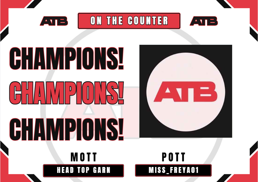 ATBProClubs's tweet photo. 🏆| ATB RESULTS!🏆 
📅| Date: 08/06/2026
⚽️| Size: 32 Teams (Side B)
 ————————— 
🥇- OnTheCounter
🥈- Special One

🏁- Score - 1 - 0

👔MOTT - HeadtopGarn
⭐️POTT - Miss_Freya01
————————-
Thanks once again to all who participated!
#ATB #FC26 #eSports #11v11 #proclubs https://t.co/CuuGQfRSW1