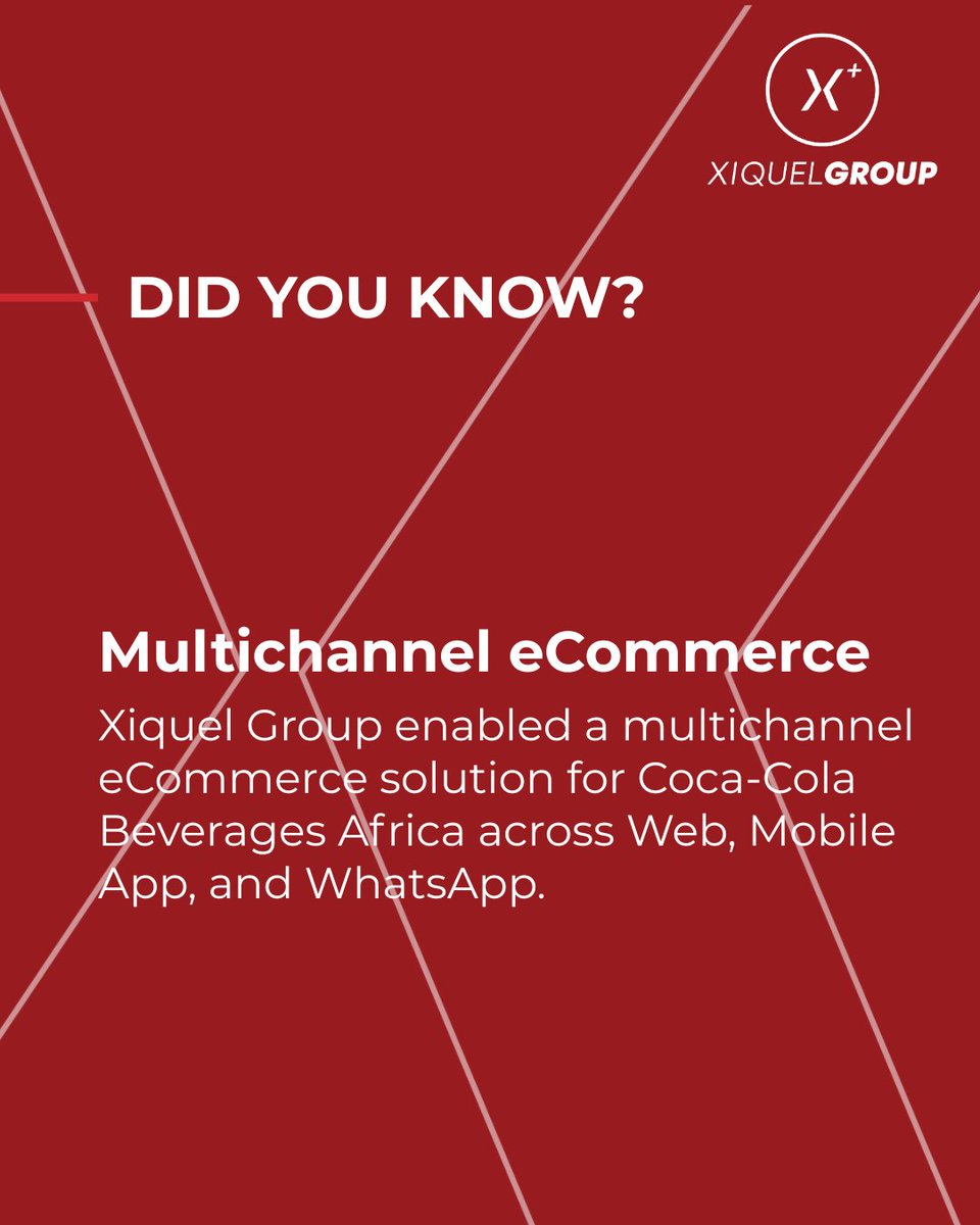 XiquelGroup's tweet photo. Did you know?
Xiquel Group built a multichannel eCommerce solution for Coca‑Cola Beverages Africa enabling seamless ordering via Web, Mobile App & WhatsApp.
Ready to transform your customer experience?
admin@xiquelgroup.com
#XiquelGroup #eCommerce #DigitalOrdering #Multichannel https://t.co/BhDEnzmds7