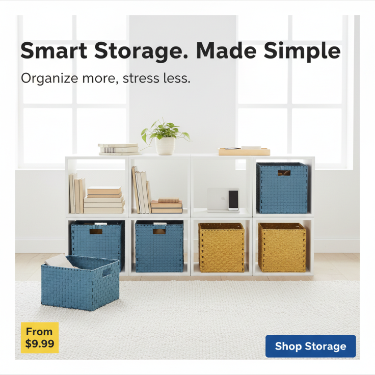 BrandGen_AI's tweet photo. Use Case #11: Home Furniture Marketing

Furniture ads need more than nice room photos.

One BrandGen direction:
Bright Scandinavian. Functional layouts. Blue + yellow accents. Everyday home solutions.
Output:
→ Storage ad
→ Room makeover
→ Home office creative https://t.co/2gtvFIS9To