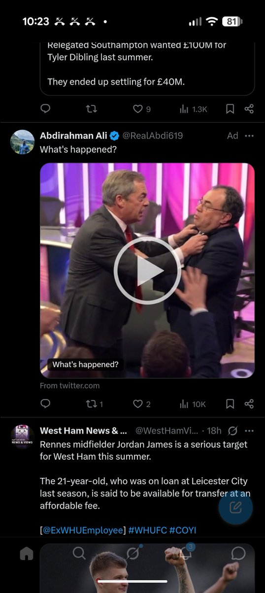 kyle_seeley's tweet photo. Why am I seeing this Nigel Farage AI video as an ad every third or fourth post?? https://t.co/wuHUn8LPn7