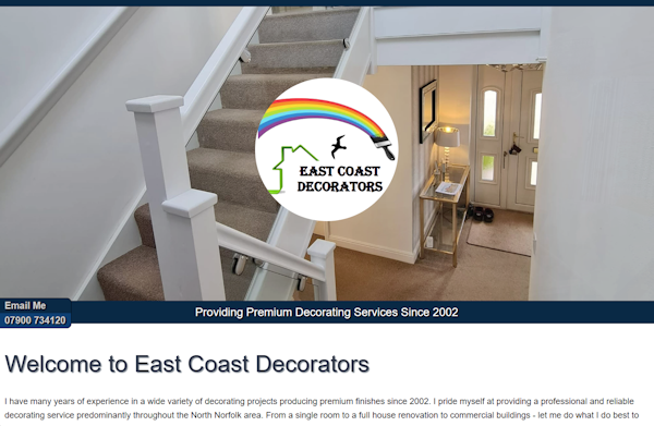 omdcentral's tweet photo. OMD Websites launches #responsive #website for #Fakenham #Norfolk business East Coast Decorators: Producing premium finishes since 2002, a professional and reliable decorating service predominantly throughout the North Norfolk area https://t.co/WtaEZtDy5O https://t.co/OkIwy2wTqQ