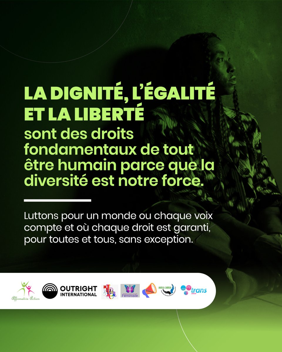 affirmativeact1's tweet photo. La diversité est notre force. Parce que chaque être humain a le droit de vivre libre et égal en dignité, nous nous mobilisons avec nos partenaires pour un monde juste, où chaque voix compte et chaque droit est garanti. Pour toutes &amp; tous, sans exception. ✊✨
@OutrightIntl https://t.co/7b2tikI3kX