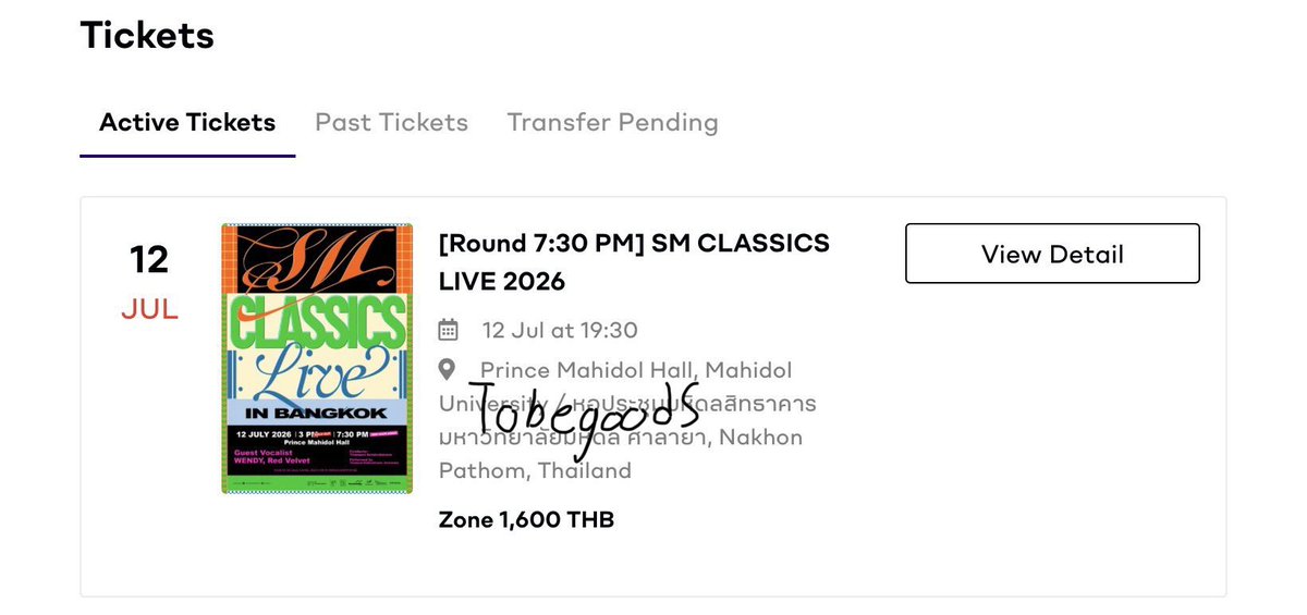 TobegoodS's tweet photo. ส่งต่อบัตรครับ
ทักมาสอบถามก่อนได้ ขายเท่าหน้าบัตรครับ
#SMCLASSICS_LIVE_2026
#SMCLASSIC
#SMClassicsLive
#WENDY https://t.co/ISuia2K95g