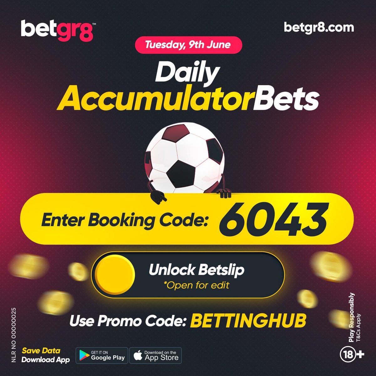 bettinghubgames's tweet photo. Daily AccumulatorBets @Betgr8Nigeria 🤑

Booking code : 6043

Register now and start playing on our user-friendly app! 👉🏾 https://t.co/Re6GB5mo8T…

Use promo Code: Bettinghub 

Plus, fund your account easily with OPay! ✅

Join the winning team today! 

Gamble Responsibly 🔞

@Betgr8Nigeria @Ada_Daddyya @Optimus_Dracula @brunochiemena @TheRealCEOAmber @boomonmymind @woozzaabets @Blessyon30 @BerryYNWA1 @ms__finest