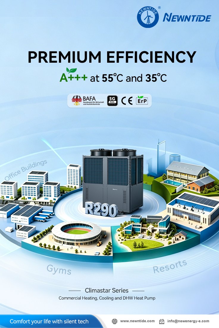 newntide's tweet photo. Introducing the Climastar Series R290 Inverter Commercial Heat Pump from NEWNTIDE.👏
Key features:
✨100kW model BAFA-listed for subsidy
✨50kW and 100kW models available
✨LVD &amp; EMC Compliant
For building owners, this translates into real progress on decarbonisation.
 #NEWNTIDE https://t.co/0LpOQKfrXS