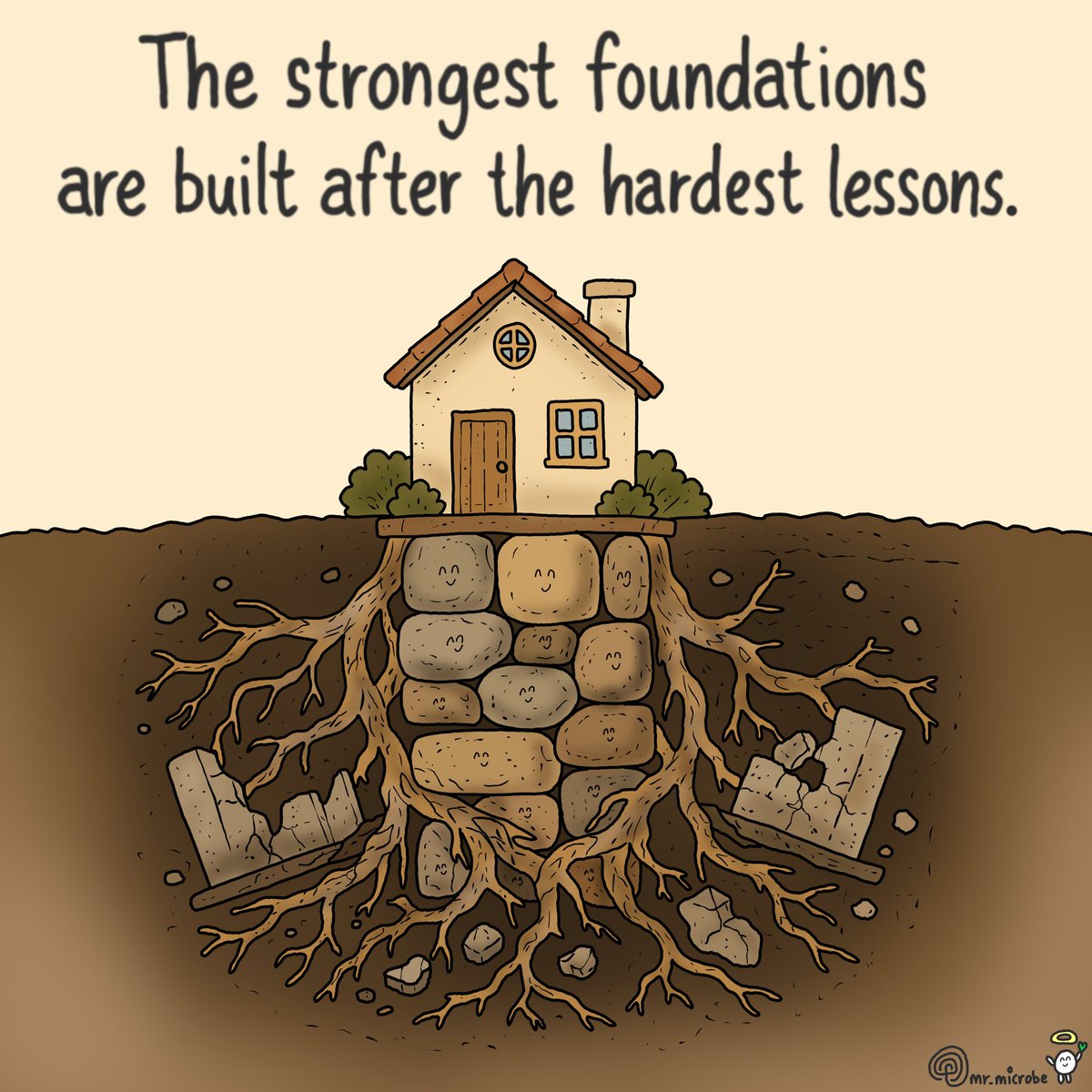 mrmicrobe44's tweet photo. Daily art challenge day 1244,
Strong foundations aren’t built by pretending the cracks never happened.
They’re built by learning from them.
What lasts is rebuilt differently.
#PersonalGrowth #LifeLessons #GrowthMindset #NatureWisdom #Resilience https://t.co/66sc99EP9L