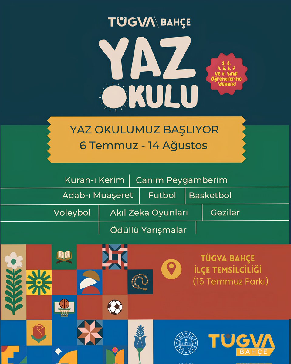 tugva_bahce's tweet photo. Tügva Bahçe yaz okulu kayıtları başladı.💫

Hem dini değerlerimizi öğrenmek hem de eğlenmek istemez misiniz?
Haydi çocuklar! Bu fırsatı kaçırmayın.

#TügvaYazOkulu
#BirYazBinGelecek https://t.co/yzrSXW2WFV