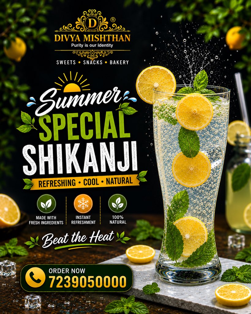 DivyaMishthan's tweet photo. βA Glass of Freshness, A Splash of Summer Happiness!β
#Shikanji #SummerSpecial #BeatTheHeat #LemonFresh #SummerRefreshment #DesiDrink #StayCool #RefreshingSips #FreshAndTangy #SummerVibes #CoolDown #IndianSummer #ThirstQuencher #DrinkFresh π₯€βοΈ https://t.co/k2Z6DI6UDl