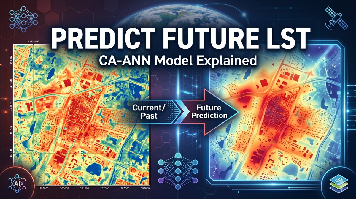 GISRSStudyHacks's tweet photo. How to Predict Future Land Surface Temperature (LST) Using CA-ANN Model | Remote Sensing Tutorial. Tutorial link: https://t.co/CiCfEDsHfL
🌐 Registration Link: https://t.co/O4AcVIerFn
#LST
#UrbanHeatIsland
#CAANN
#MachineLearning
#RemoteSensing
#GIS
#GoogleEarthEngine https://t.co/RRRiirNPP8