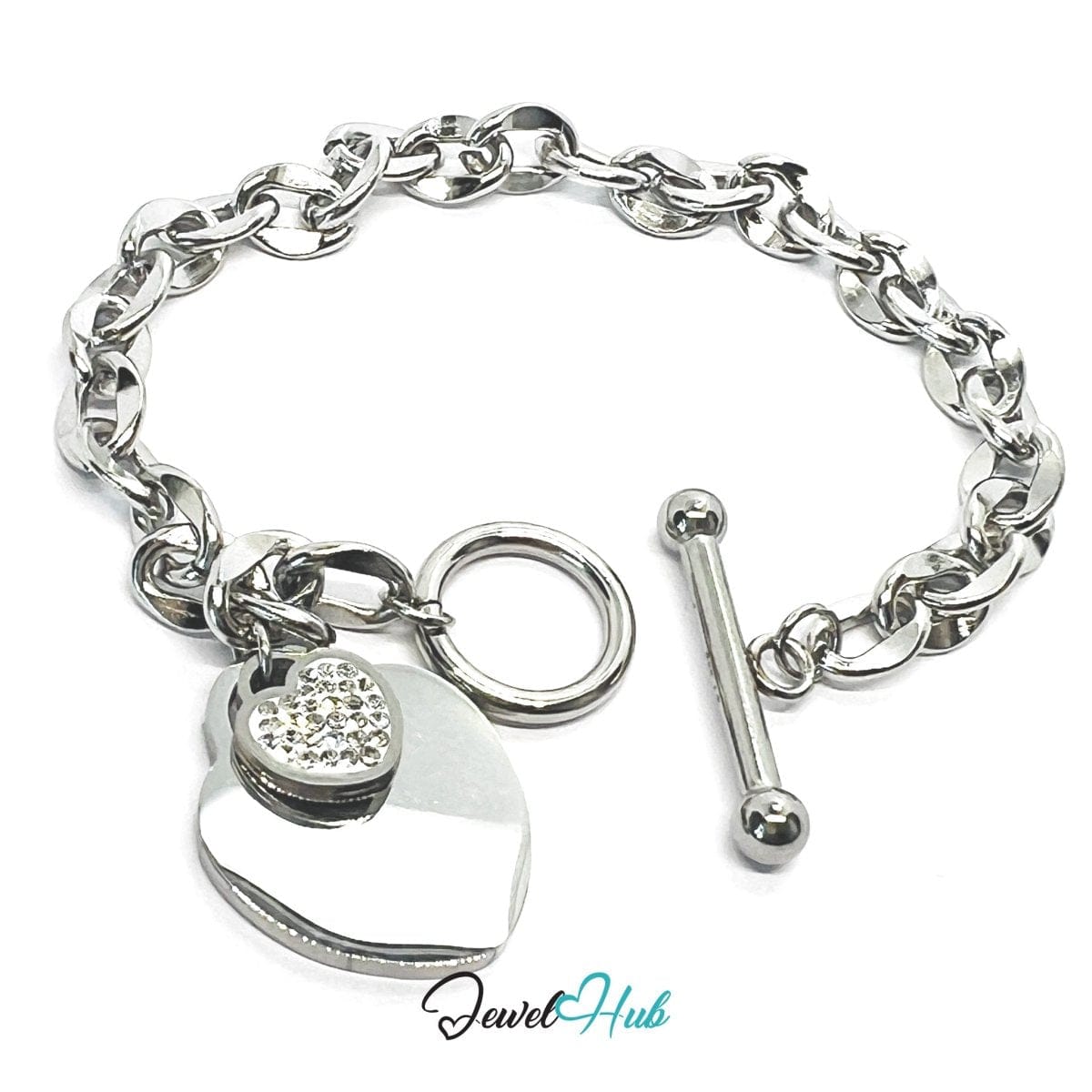 JewelHubcouk's tweet photo. Add a touch of elegance to your look with our Titanium Steel Double Heart Zirconia Silvery Chain Bracelet! 💎✨ Perfect for any occasion, this stunning piece is sure to turn heads. Get yours now and shine bright! #jewelry #bracelet #fashion #style" 🔥 https://t.co/ujl6wgatdG