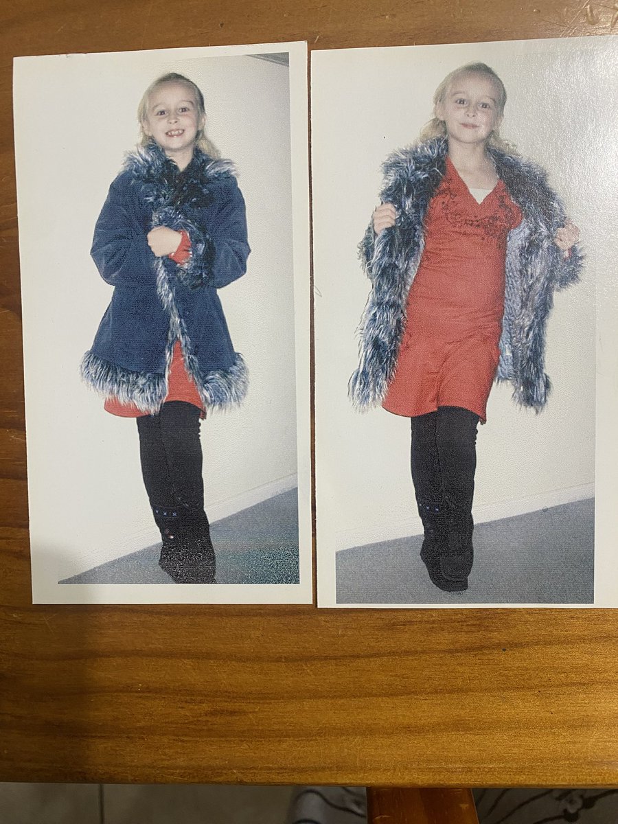 arisdandelionx's tweet photo. I was cleaning out my nans house and found these pictures of me years ago. The coat reminded me of Ariana’s🥹 https://t.co/krslrD1rnJ