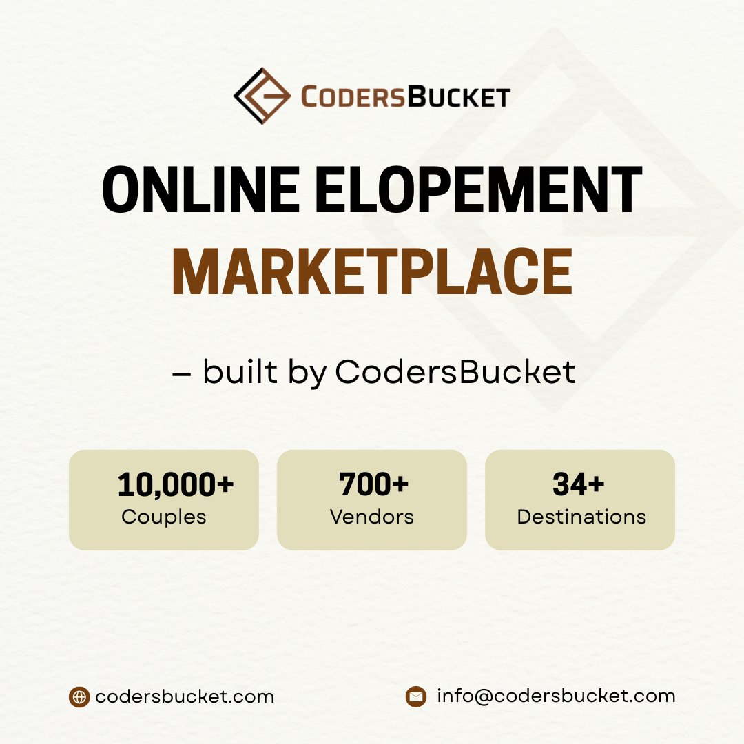 webequipe's tweet photo. A founder came to us with an idea for an elopement marketplace.

We built it.

Today: 10,000+ couples. 700+ vendors. 34 destinations. Leading platform in the US.

What's the hardest part of building a marketplace?

#ProductDevelopment #CodersBucket https://t.co/LOC9ymwsO8