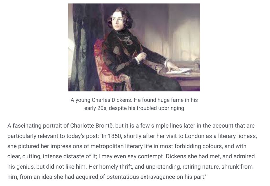 Nick_Holland_'s tweet photo. The great Charles Dickens died #otd 1870. In 1868 author John Stores Smith gave this recollection of Charlotte Bronte meeting Dickens in 1850 - the only account we have of them meeting. It's said that Charlotte liked his work, but not the man. https://t.co/AzPhW8HYz0