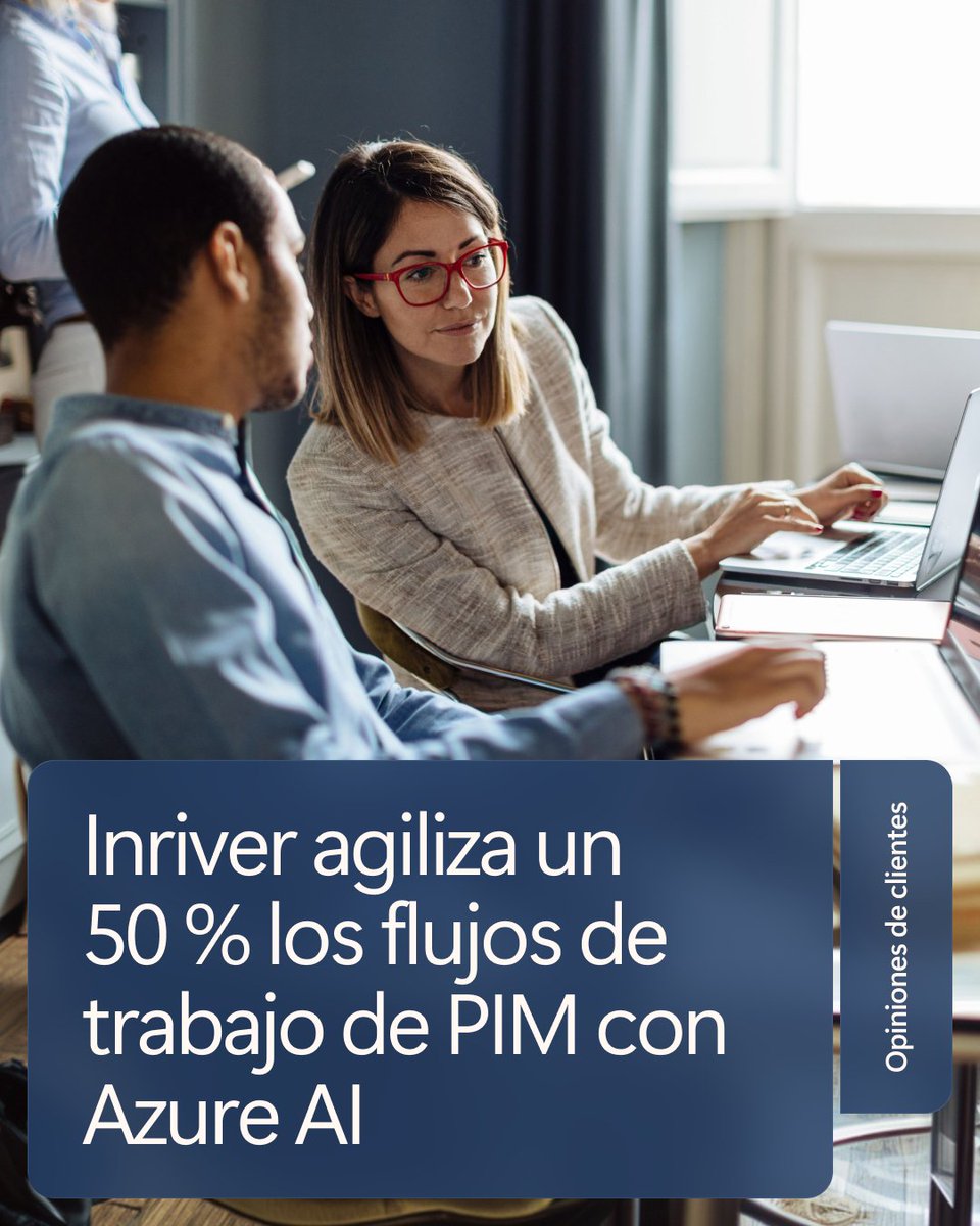 MicrosoftES's tweet photo. Inriver permite a sus clientes gestionar millones de puntos de datos de los productos en las diversas plataformas e idiomas con Azure AI, gracias a lo cual ha conseguido agilizar un 30 % los plazos de comercialización. 

Más información: https://t.co/HJkVxf0aGu https://t.co/jbRkgEo8Tm