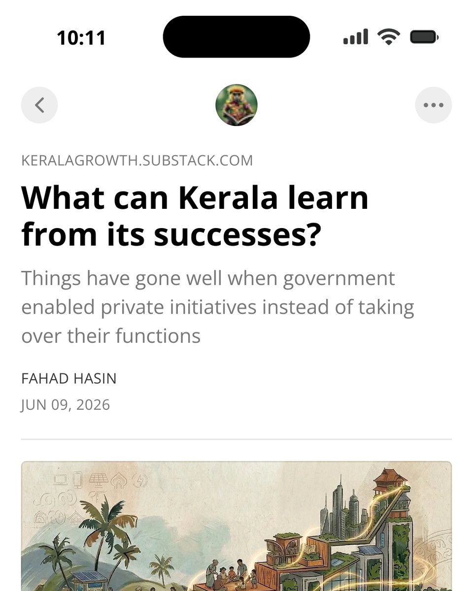 fahadmh's tweet photo. 🚨NEW: What can Kerala learn from its successes?

I've been thinking about @arvindsubraman's remark that, in India, we don’t even learn from our successes.

Kerala has done decently on education (or, has it?), health and nursing. Why and how?

And when is its governance broken? https://t.co/ub62tDDiHN