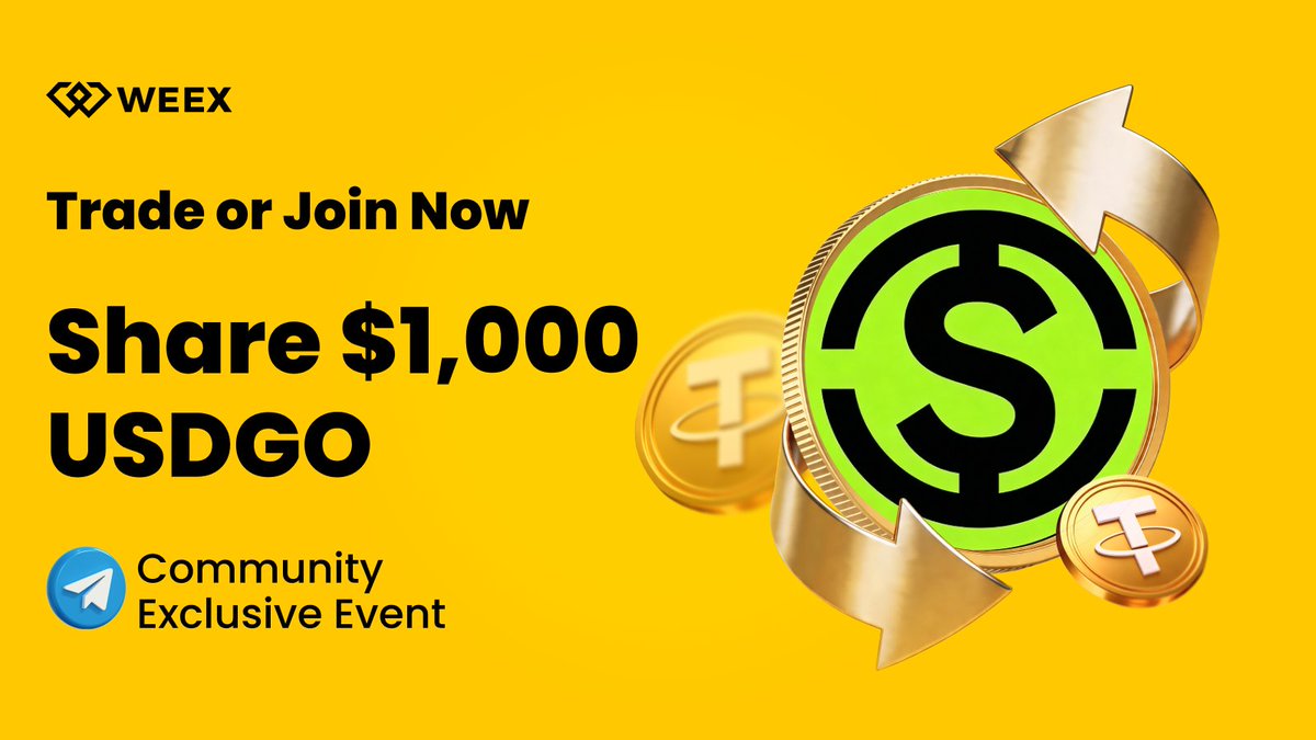 WEEX_Official's tweet photo. 🚀 The $USDGO @OSL_HK Trading Rush Is On! 🔥
 Join WEEX TG & Win from a 1,000 USDT Prize Pool 🎁
👑100 Winners → 10 USDT each!

📌 How to Join:
 1️⃣ Join WEEX TG:https://t.co/Iv8GFdsvYm + https://t.co/w2cZrMxGJg
 2️⃣ Fill the form:  https://t.co/rbXmgTR7Zc
📲 Register On WEEX: https://t.co/YBzwqcrBlm

🔥  Trade USDGO to share 40,000 USDT & Earn Multiple Rewards: https://t.co/bqy39ZmXrz
 #WEEX #USDGO #TradeNow #Giveaway #aitrading