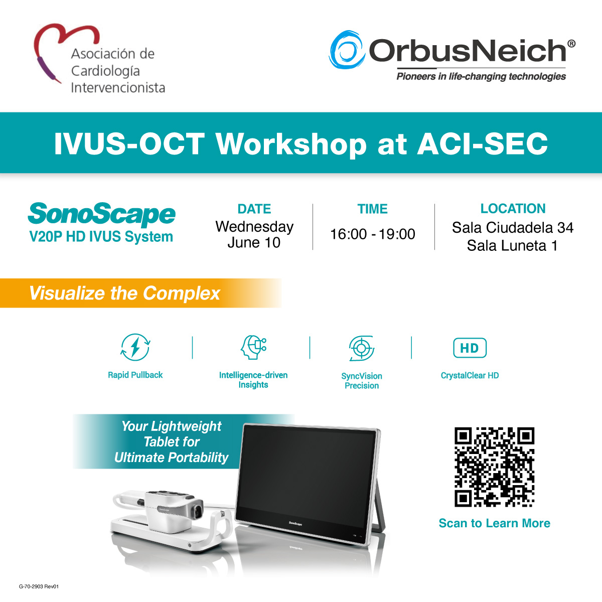 OrbusNeich's tweet photo. 🔍 Visualize the Complex at our IVUS-OCT Workshop during #ACISEC
Join us on 10 June from 16:00–19:00 at Sala Ciudadela 34, Sala Luneta 1, to explore how intravascular imaging can support precision, optimize #PCI strategy, and enhance decision-making in complex cases.
#IVUS https://t.co/9EgPklvHsL