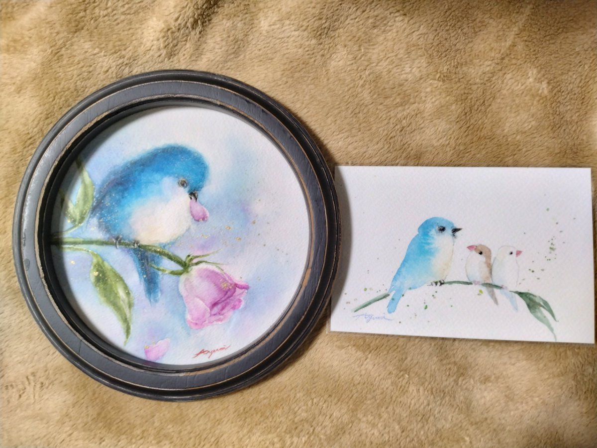 あゆみさん@mi_yu_ami の透明水彩の作品「Happiness Blue」が、とても